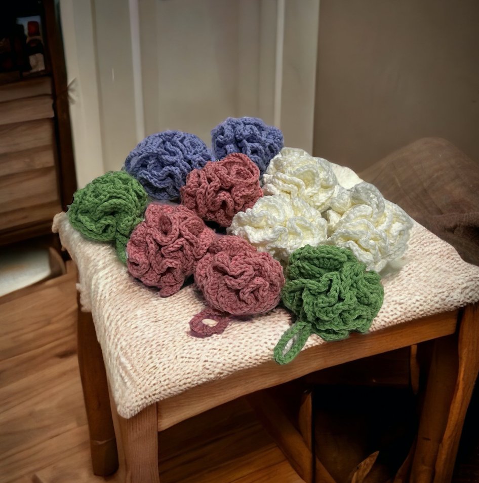 Hand Crocheted Shower Puffs - Honua Bars